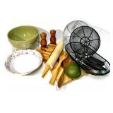 Collection of Kitchenware Items Featuring Wooden Utensils, Bowls, and Baskets and Cooking Accessories Collection of Kitchenware Items Featuring Wooden Utensils, Bowls, and Baskets and Cooking Accessories