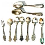 Collection of Vintage Sterling Silver Spoon and other Silverplate and Mother of Pearl Flatware and Collector Spoons Collection of Vintage Sterling Silver Spoon and other Silverplate and Mother of Pearl Flatware and Collector Spoons