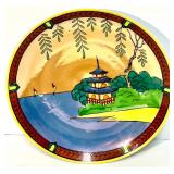 Collection of 5 Hand-Painted Decorative Asian Themed Plates By and Vase Collection of 5 Hand-Painted Decorative Asian Themed Plates By and Vase