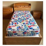Twin-Size Wooden Platform Bed with Storage and Mattress Twin-Size Wooden Platform Bed with Storage and Mattress