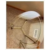 2 Brass and Glass Side Tables - Round and Triangular 2 Brass and Glass Side Tables - Round and Triangular