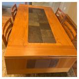 Dining Table with Slate Inlay and 4 Chairs Dining Table with Slate Inlay and 4 Chairs