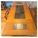 Dining Table with Slate Inlay and 4 Chairs Dining Table with Slate Inlay and 4 Chairs
