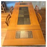 Dining Table with Slate Inlay and 4 Chairs Dining Table with Slate Inlay and 4 Chairs