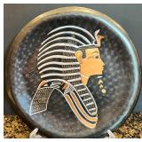 Luxor Egypt Relief Stone Plaque in Ornate Frame with 1979 Tour Inscription with 2 Egyptian Plates Luxor Egypt Relief Stone Plaque in Ornate Frame with 1979 Tour Inscription with 2 Egyptian Plates