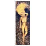 Russell O. Strom Hand-Carved Wooden Sculpture of Woman in Log Russell O. Strom Hand-Carved Wooden Sculpture of Woman in Log