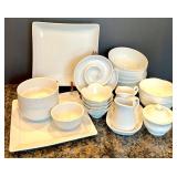 Collection of 22 Mix and Match Vintage White Porcelain Dinnerware and Serveware Collection of 22 Mix and Match Vintage White Porcelain Dinnerware and Serveware