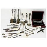 Collection of Vintage Sterling Silver Spoon and other Silverplate and Mother of Pearl Flatware and Collector Spoons Collection of Vintage Sterling Silver Spoon and other Silverplate and Mother of Pearl Flatware and Collector Spoons