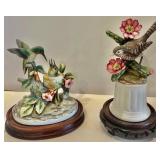 Set of 2 Andrea Bird Figurines - Hummingbird & Wren with Flowers Set of 2 Andrea Bird Figurines - Hummingbird & Wren with Flowers