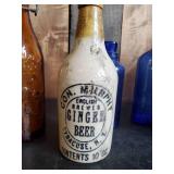 Lot of Vintage Bottles Ginger Beer, Amber Glass Whole Milk Bottle, Blue Glass and more