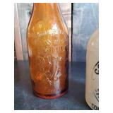 Lot of Vintage Bottles Ginger Beer, Amber Glass Whole Milk Bottle, Blue Glass and more