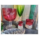 Vintage Glass Lot 1904 Worlds Fair, Beautiful Red Glass, Pind Depression Glass and more