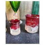 Vintage Glass Lot 1904 Worlds Fair, Beautiful Red Glass, Pind Depression Glass and more