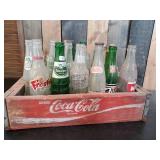 Vintage Coke Crate with Some Very Cool Unique Bottles, Suburban Club, Crass, nesbitts, and more