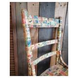 Check This Piece of Art out, Vintage Chair Covered in Vintage Stamps of all types, Sizes and Years   This is a Cool Chair