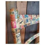 Check This Piece of Art out, Vintage Chair Covered in Vintage Stamps of all types, Sizes and Years   This is a Cool Chair