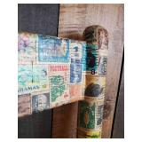 Check This Piece of Art out, Vintage Chair Covered in Vintage Stamps of all types, Sizes and Years   This is a Cool Chair