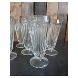 Vintage Jeanette Glass Ribbed Soda Fountain Glasses for Sundaes or Milkshakes a Glass Pitcher and Heavy Duty Beer Mug