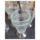 Vintage Jeanette Glass Ribbed Soda Fountain Glasses for Sundaes or Milkshakes a Glass Pitcher and Heavy Duty Beer Mug