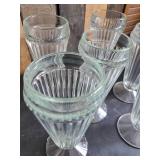 Vintage Jeanette Glass Ribbed Soda Fountain Glasses for Sundaes or Milkshakes a Glass Pitcher and Heavy Duty Beer Mug