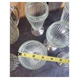 Vintage Jeanette Glass Ribbed Soda Fountain Glasses for Sundaes or Milkshakes a Glass Pitcher and Heavy Duty Beer Mug