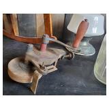 Vintage Childrens Rocking Chair, Vintage Light Fixture, Vintage Jar, and Vintage Dulap Hand Crank Bench Grinder