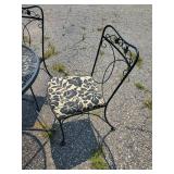 Beautiful Metal Table and 4 Chairs with Black Leaf Pattern in Good Solid Condition