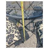 Beautiful Metal Table and 4 Chairs with Black Leaf Pattern in Good Solid Condition
