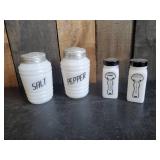 2 Sets Vintage Milkglass Salt and Pepper Shakers