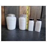 2 Sets Vintage Milkglass Salt and Pepper Shakers