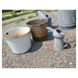 Vintage Metal Tubs, Watering Can, Chicken Waterer and More