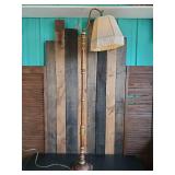 Very Cool Floor Standing Light  Works  Great Base Color and Awesome Fringed Shade