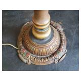 Very Cool Floor Standing Light  Works  Great Base Color and Awesome Fringed Shade