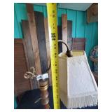 Very Cool Floor Standing Light  Works  Great Base Color and Awesome Fringed Shade