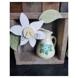 Vintage Clothes pin Holder, Rolling Pin and Wall Hanger, Ceramic USA Ceramic Pitcher and More