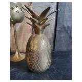 Brass Décor Lot   Heavy duty Pineapple, and 3 Candle Sconces