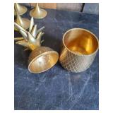 Brass Décor Lot   Heavy duty Pineapple, and 3 Candle Sconces