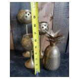 Brass Décor Lot   Heavy duty Pineapple, and 3 Candle Sconces