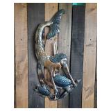 Gorgeous Large Metal Swimming Mermaid with Sea Turtle