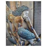 Gorgeous Large Metal Swimming Mermaid with Sea Turtle