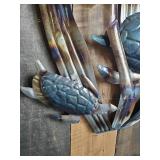 Gorgeous Large Metal Swimming Mermaid with Sea Turtle