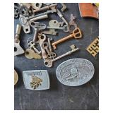 Vintage Lot of smalls,   Keys, Belt buckles, Pocket knives and much more
