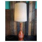 Vintage Large Orange and Gold Desktop Lamp Working