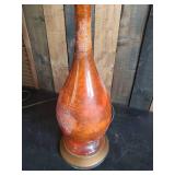Vintage Large Orange and Gold Desktop Lamp Working