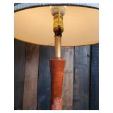 Vintage Large Orange and Gold Desktop Lamp Working