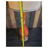 Vintage Large Orange and Gold Desktop Lamp Working