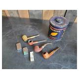 Vintage Pipes, Zippo Lighters, and Tobacco Tin