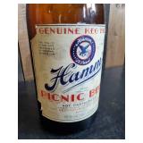 Amber Glass Hamms Picnic Beer Bottle with Topper