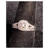 Tiara Rhodium Over Sterling Silver 1/2 ct tw Diamond Double Halo Bridal Ring Set - Size 10 Tiara Rhodium Over Sterling Silver 1/2 ct tw Diamond Double Halo Bridal Ring Set - Size 10