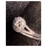 Tiara Rhodium Over Sterling Silver 1/2 ct tw Diamond Double Halo Bridal Ring Set - Size 10 Tiara Rhodium Over Sterling Silver 1/2 ct tw Diamond Double Halo Bridal Ring Set - Size 10